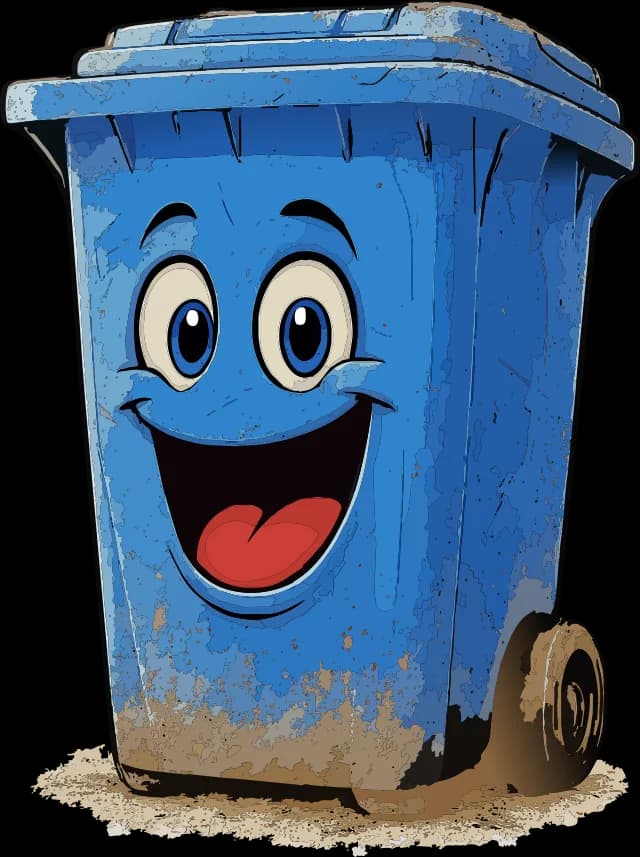 A recycling bin with heavy residue inside
